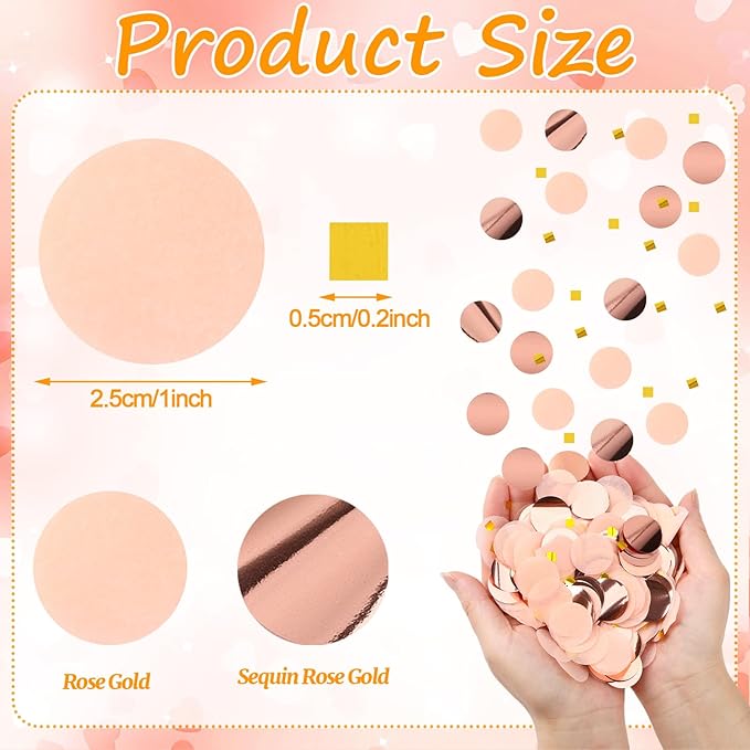 MARFOREVER Round Tissue Paper Confetti, Rose Gold Table Confetti Dots - Image 2