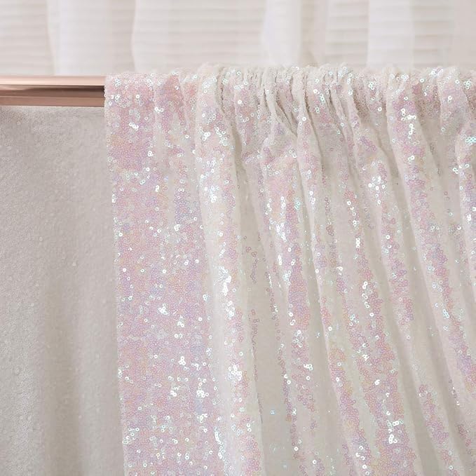 SquarePie Sequin Backdrop 2FTx8FT Iridescent 2pcs Curtain Background - Image 6