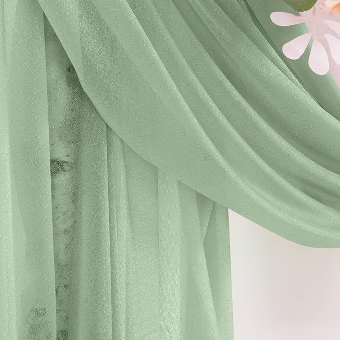 Sage Green Wedding Arch Draping Fabric 2 Panels 29" x 20 FT Wedding Drapes - Image 6