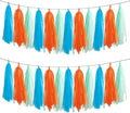 GAKA Orange Blue and Light Green Tissue Paper Tassel, Paper Tassel Garland by GAKA