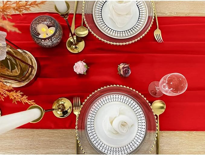 EHLDekol Chiffon Table Runners Romantic Sheer Wedding Table Runner Top Table - Image 2