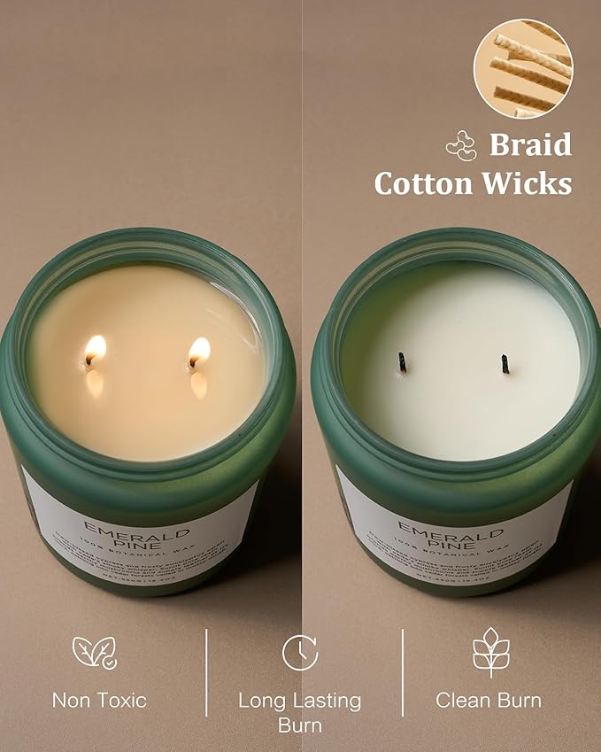 M&SENSE Pine Scented Candles Natural Soy Wax Clean Non Toxic 19.4oz 110 Hours - Image 4