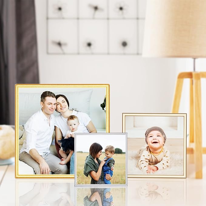 4x4 Picture Frame Silver Brushed Modern Simple Thin Aluminum Metal Photo Frame - Image 5