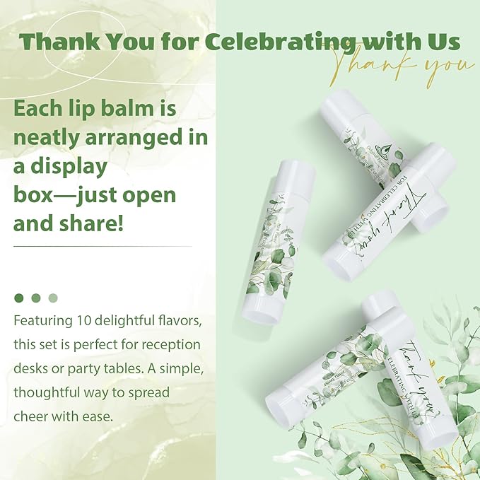 50 Pack Moisturizing Lip Balms Bulk Wedding Party Favors Thank You - Image 4
