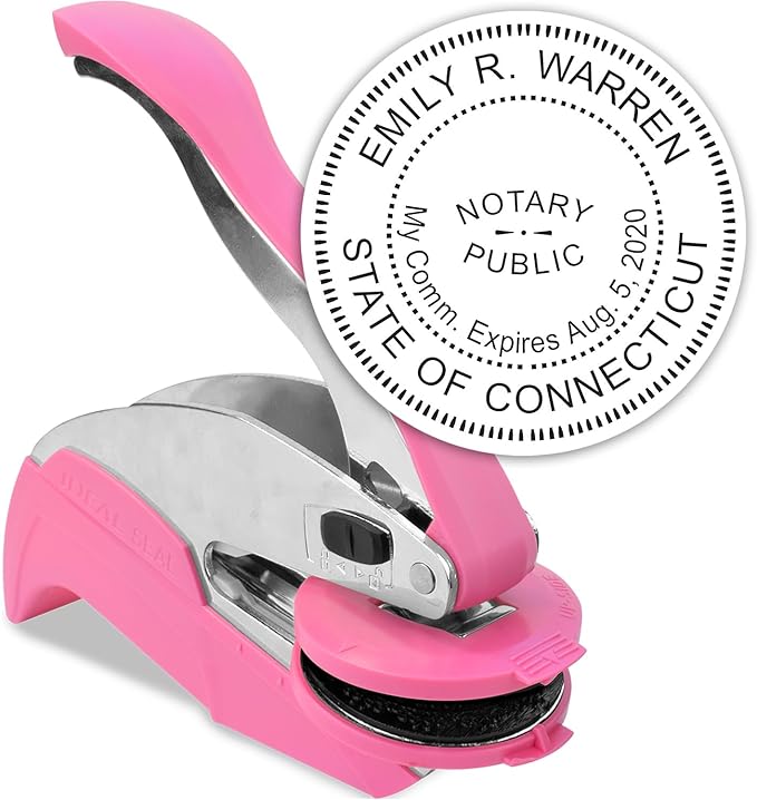 MaxMark Notary Seal Round Pink Embosser by Maxmark