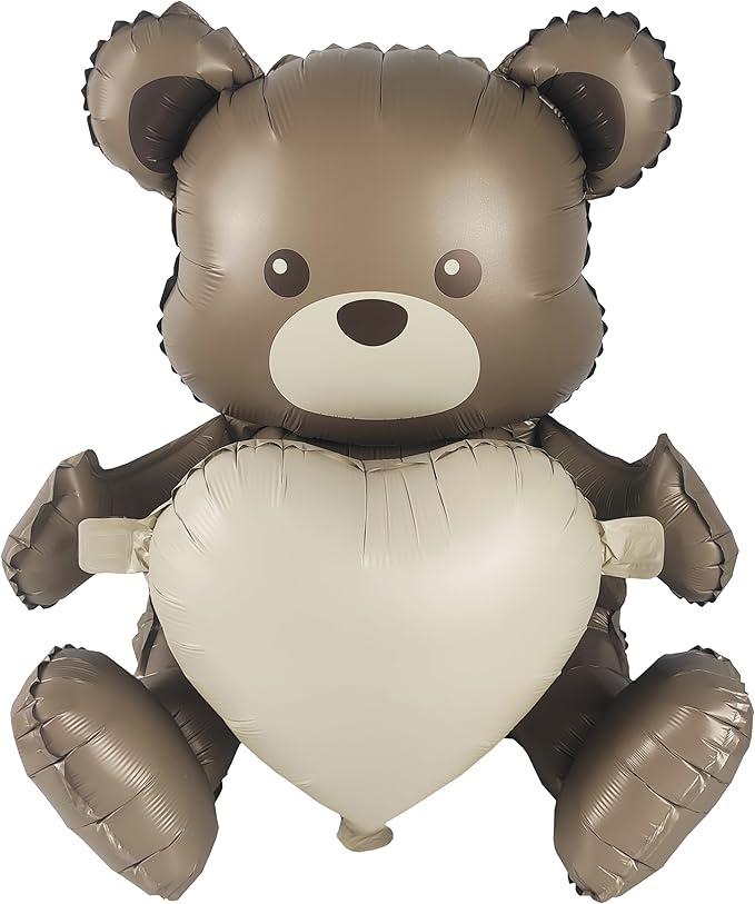 Matte 4D Big Brown Bear Balloons Cartoon Teddy Bear Party Supplies, Matte Bear by YOIOZAIZAI