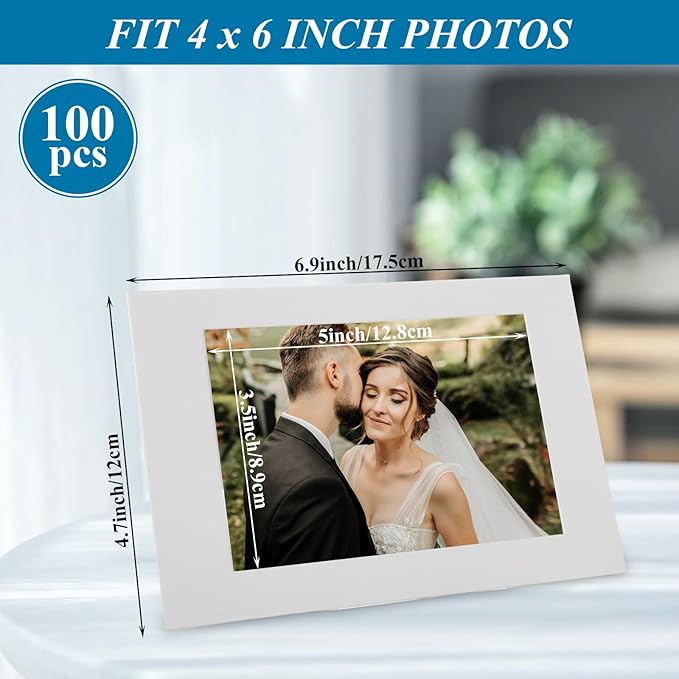 SHUESS 100 Pack White Paper Picture Frames 4 x 6 Standing Cardboard Photo Frames - Image 2