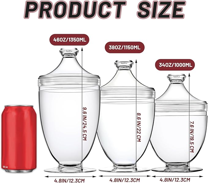 Acrylic Apothecary Jars with Lids, 3-Piece Vanity Organizer Canisters, Storage - Image 3