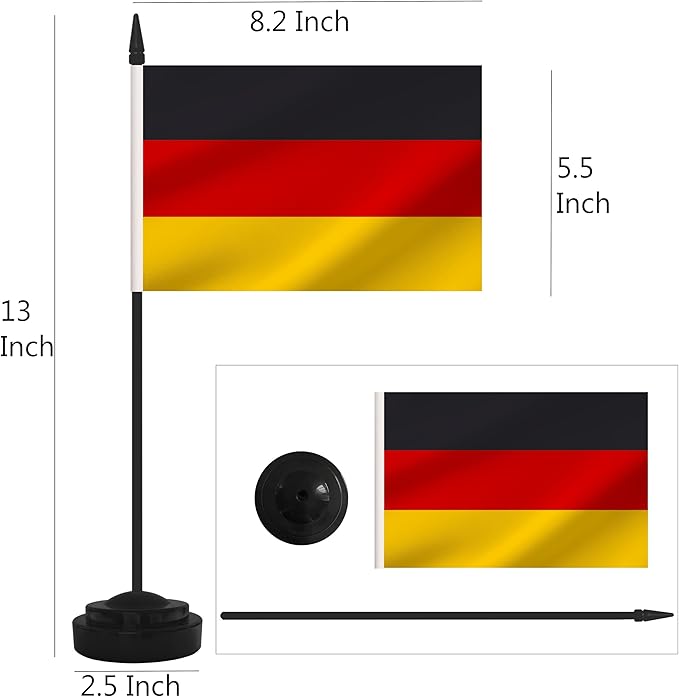 2 Pack Germany Desk Flag Set, German Desktop Small Miniature Table Office Flag - Image 2