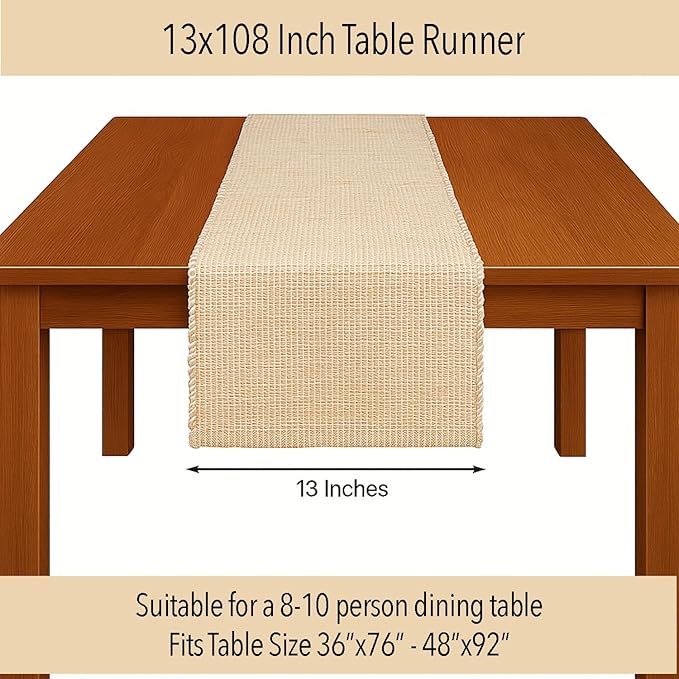 Chardin home Natural Jute Table Runner 13x108 Inch – Vintage Boho Rustic Table - Image 4