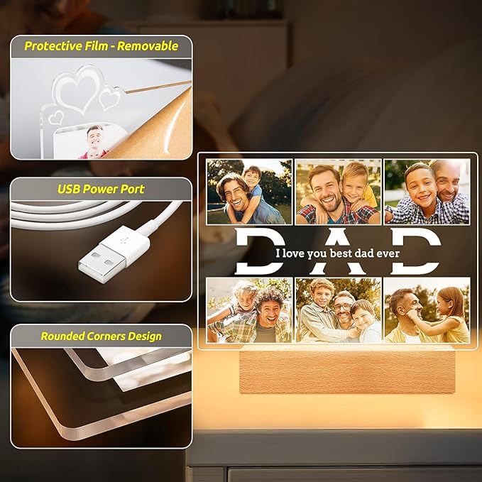 Personalized Birthday Gifts for Dad from Daughter Son, Custom Picture Frames - Image 5
