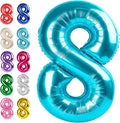 Helium Foil Blue Number 8 Balloon 40 Inch, Mylar Eight Numbers 8 18 28 38 48 58 by Upgesy