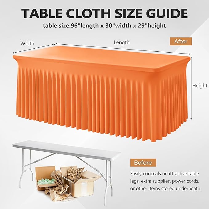 Wish Care 2 Pack Orange Spandex Table Clothes - Image 3