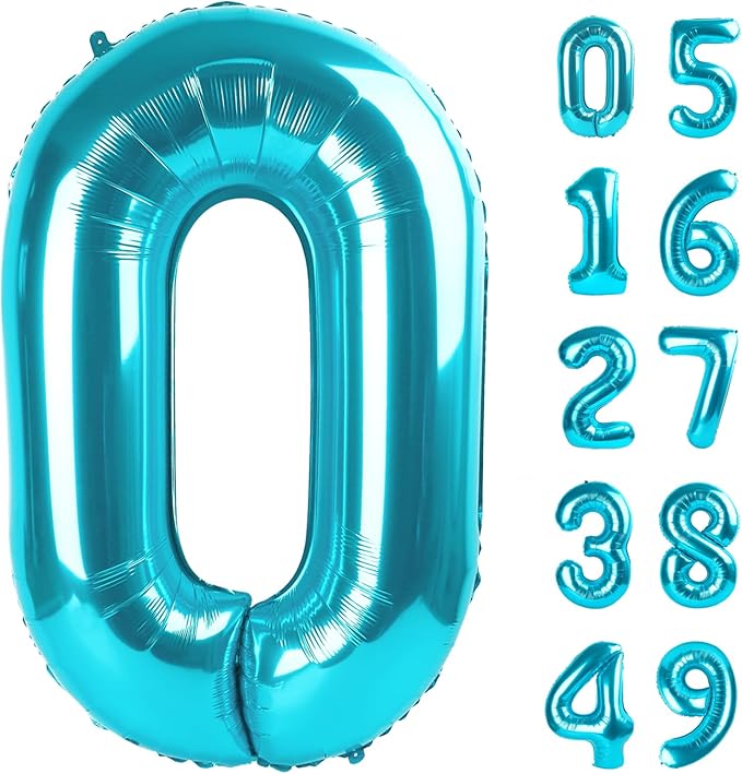 Blue Helium Number Balloon 40 Inch, Giant Foil Blue Number 0 Birthday Balloons by Upgesy