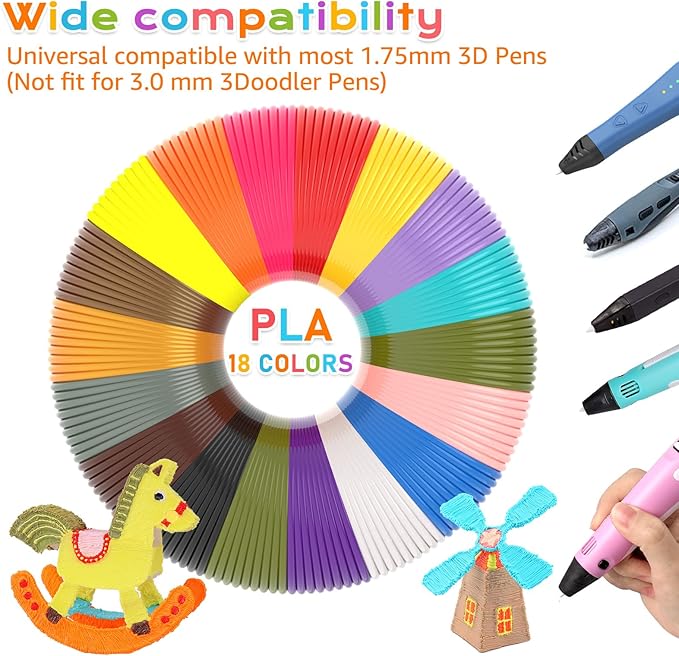 FIROS 3D Pen Filament Refills, 18 Colors 3D Pen PLA Filament, Each Color 10 Feet - Image 5