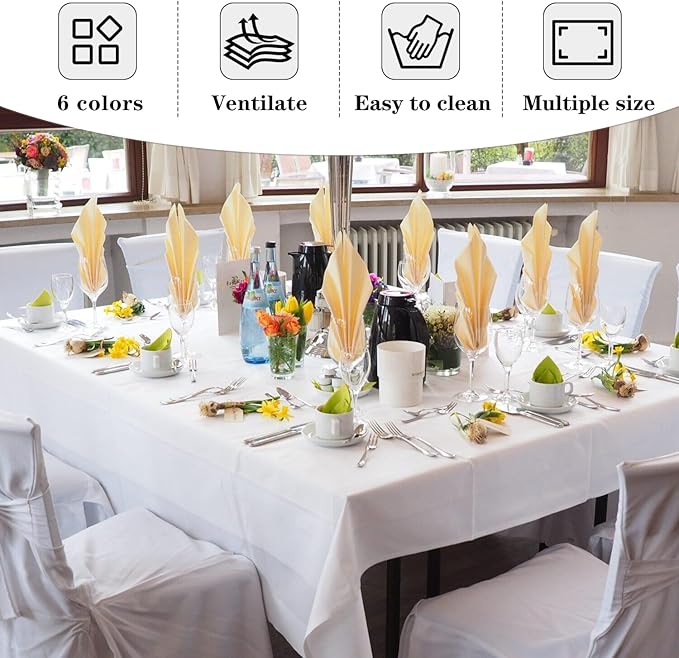 Fitable 6 Pack Black Square Tablecloths - Image 8