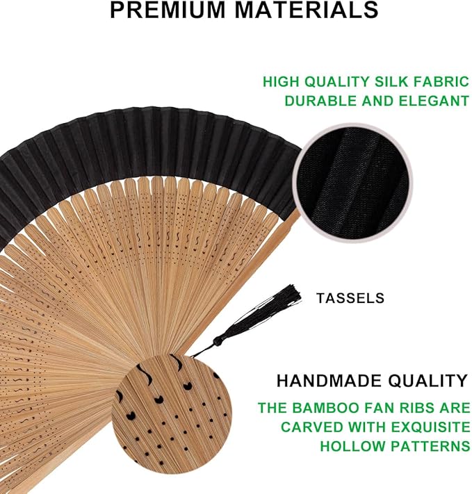 Amajiji Small Folding Hand Fan for Women, Chinese Japanese Vintage Style Bamboo - Image 4