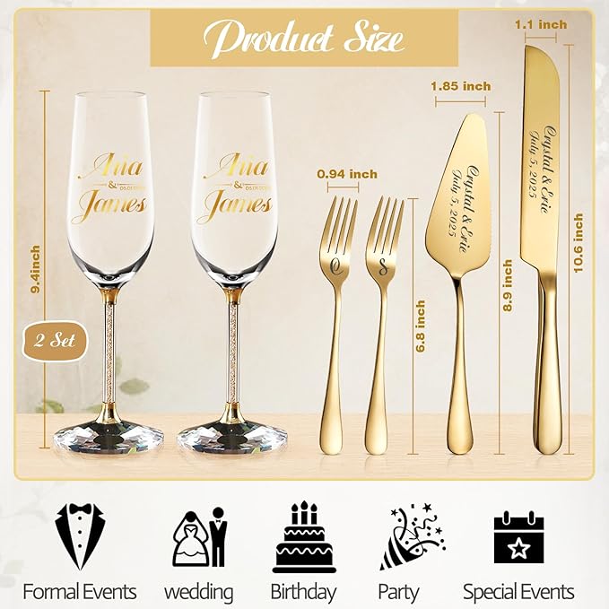 HJX Personalized Wedding Cake Knife and Server Set - Image 6
