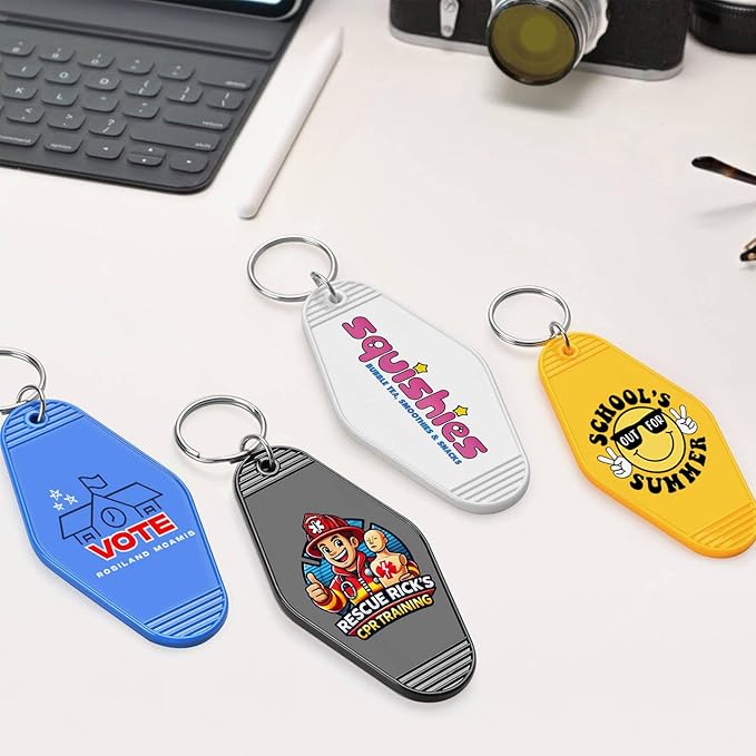 Custom Vintage Hotel Motel Keychains 50 Pack, Personalized Logo, Text Bulk - Image 4