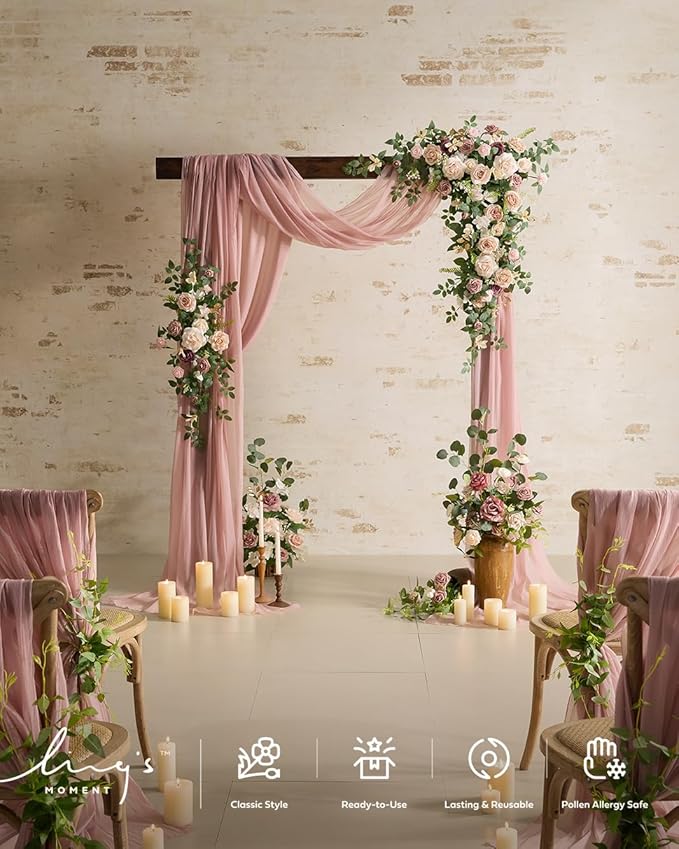 Ling's moment 17.5" Tall Standing Artificial Flowers Arrangements 4 pcs Wedding - Image 4