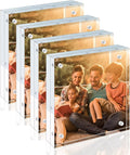 Egofine 5x5 Acrylic Frames 4 Pack, 20mm Thicker Frameless Clear Picture Frames by Egofine
