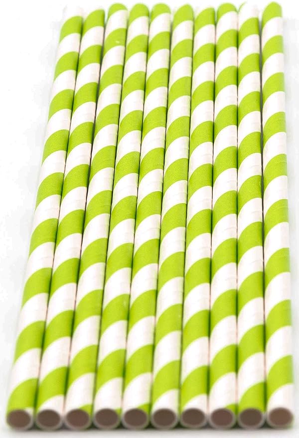 Pack of 900 Green Swirls Biodegradable 4-Ply Paper Drinking Straws - Image 2