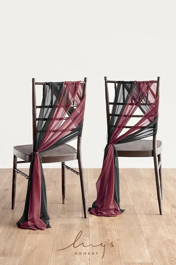 Ling's moment Wedding Chiffon Chair Sashes Cover Aisle Decorations Draping - Image 3