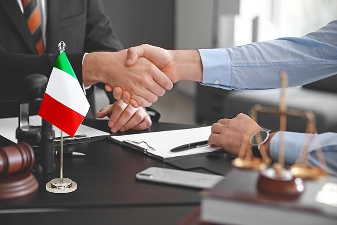 Italy Italian Deluxe Desk Flag Set Small Mini Miniature Italy Italian Table - Image 2