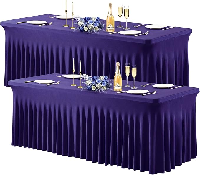 Wish Care 2 Pack Dark Purple Spandex Table Clothes by WishCare
