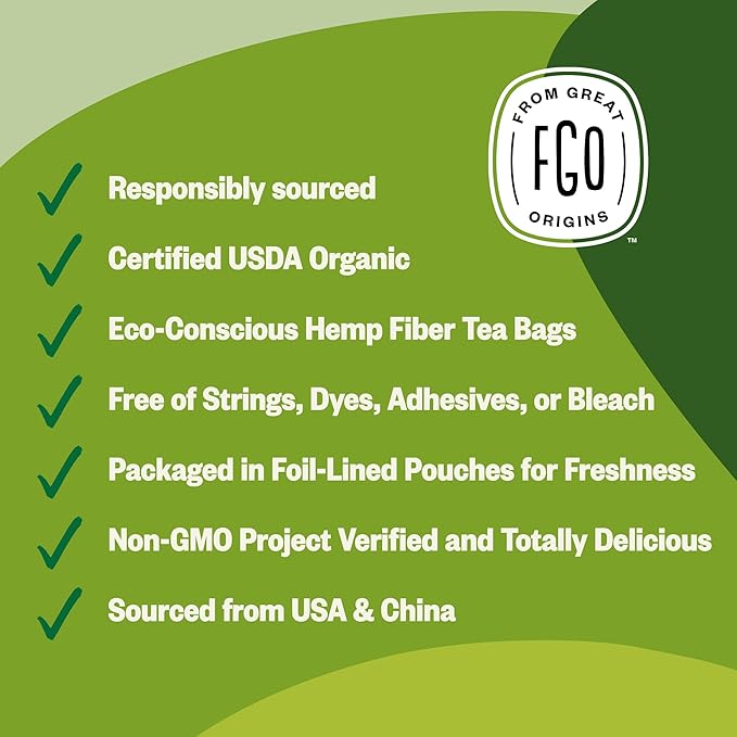 FGO Organic Moroccan Mint Green Tea, Eco-Conscious Tea Bags, Resealable Bag - Image 3