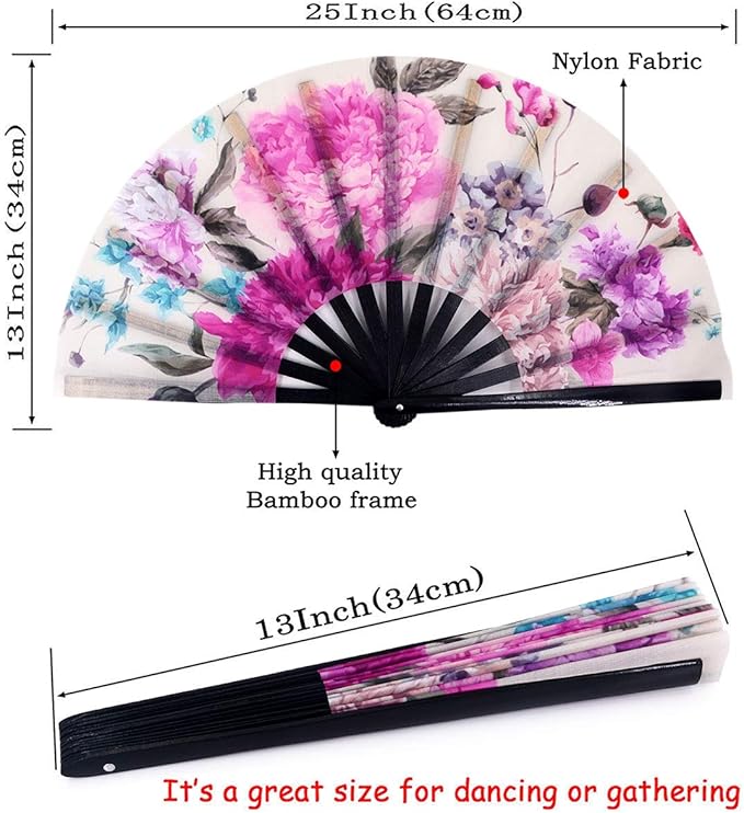 Amajiji Large Folding Hand Rave Fan Popping Fan - Image 2