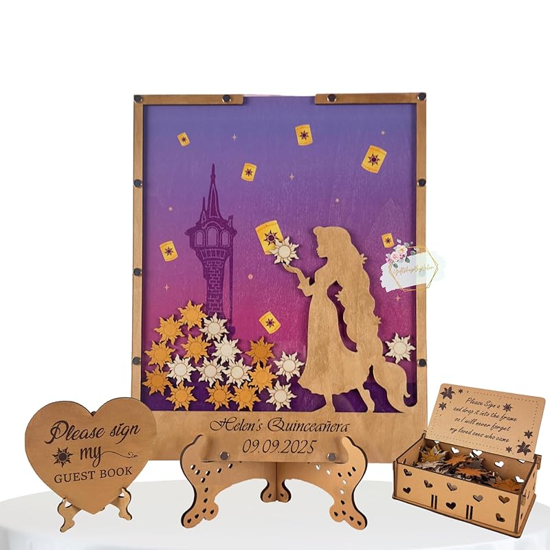 Princess Guest Book Alternative | Quinceañera Sweet XV Wooden Dropbox Frame by Handmade