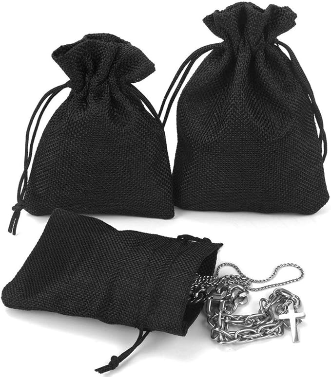 20Pcs Black Burlap Bags 5x7 inch, Drawstring Linen Gift Bags Small Jewelry Jute - Image 5
