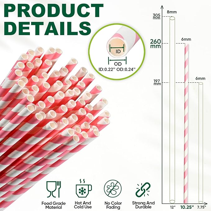 Biodegradable Pink Paper Straws - Image 3