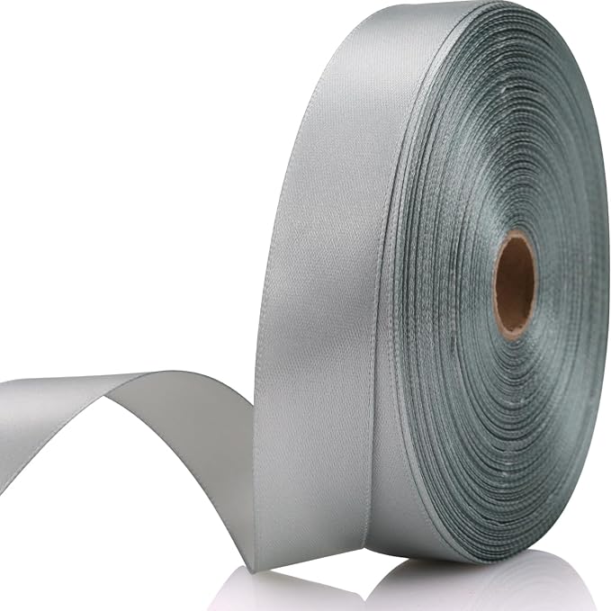 Silver Ribbon 7/8 Inch 60 Yards Satin Craft Ribbon-Single Face Polyester Ribbon by Unknown