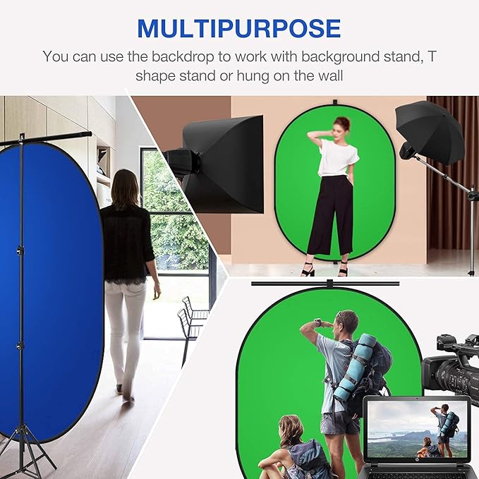Yesker 5ft x 6.5ft Chromakey Backdrop, 2-in-1 Background Screen Green and Blue - Image 3