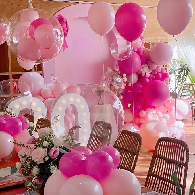 100pcs Hot Pink Balloons, Helium Quality 12 inch Bright Pink Latex Party Balloon - Image 4