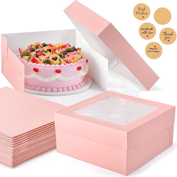 12Pcs Cake Boxes, Large Disposable Cake Carrier Container by DOYIDE
