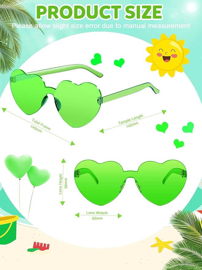 12 Pairs Heart Shaped Sunglasses - Image 2