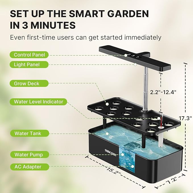 SUNCOZE Hydroponics Growing System Kit 12 Pods, 24W LED Grow Light Indoor Garden - Image 7