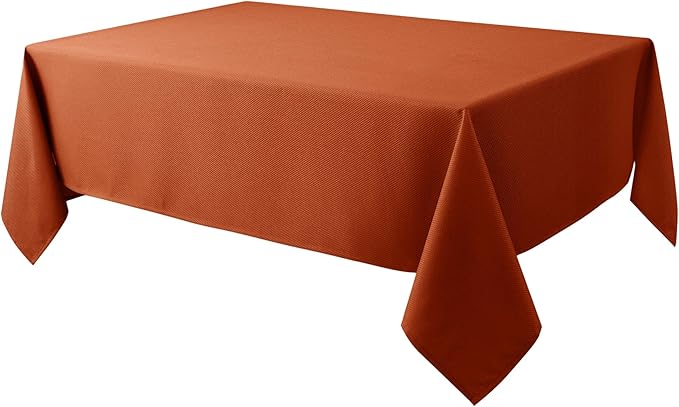 Biscaynebay Fall Tablecloth Textured Fabric 90x132 Inch Rectangular, Rust by Biscaynebay