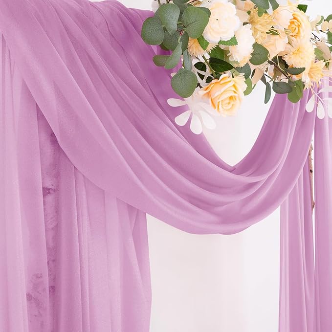 Socomi Purple Sheer Wedding Arch Draping Fabric 29" x 20Ft 2 Panels Outdoor - Image 2