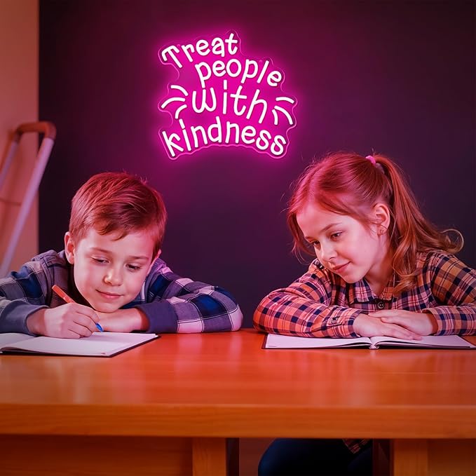 Treat People with Kindness Neon Sign, Dimmable Inspiring Letter Neon Lights USB - Image 7