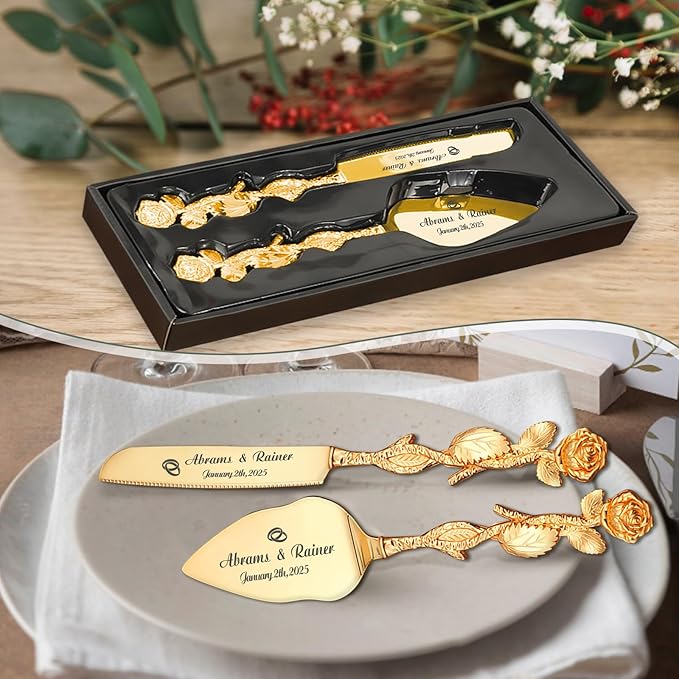 HJX Personalized Wedding Cake Knife and Server Set - Image 3