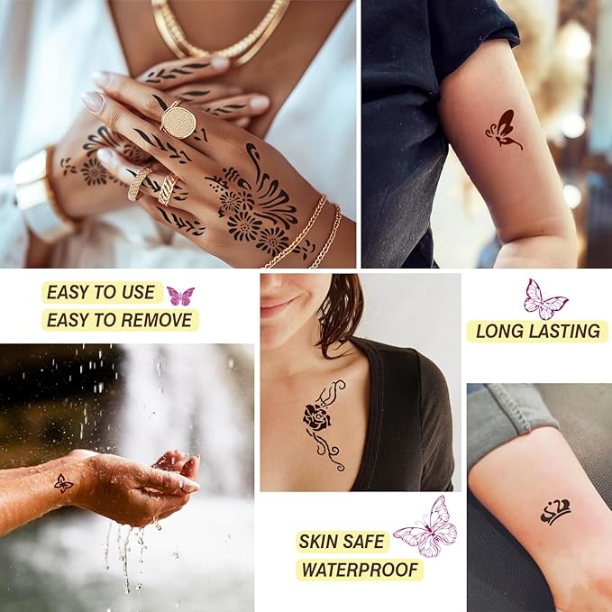 126 PCS Temporary Tattoos Stencils Kit, Temporary Tattoos Kit - Image 3