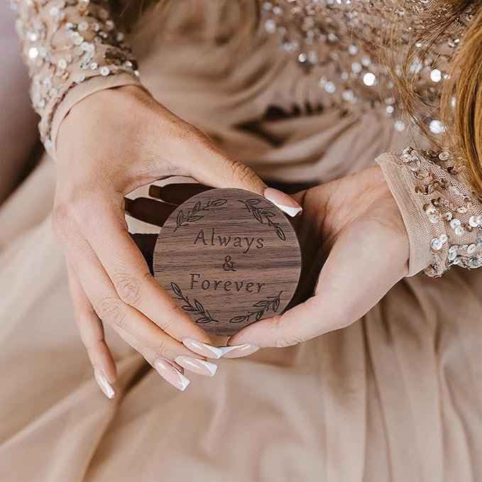 Ring Box, Wooden Ring Box for Wedding Ceremony Ring Bearer Box, Engagement Ring - Image 6