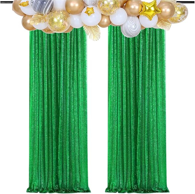 Poise3EHome Green Sequin Backdrop Curtain, 2 Panels 2FTx8FT Glitter Background - Image 7