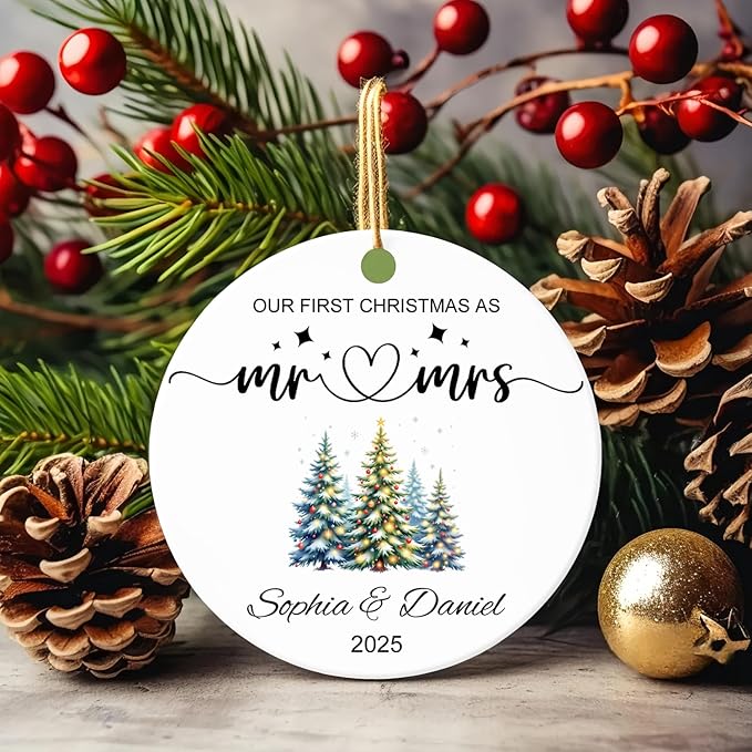First Christmas Married Engaged Ornament 2025, Our First Christmas As Mr and - Image 4
