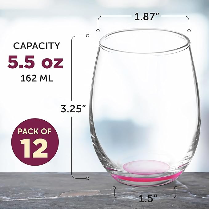 DISCOUNT PROMOS Stemless Wine Glasses by ARC 5.5 oz. Set of 12, Bulk Pack - Image 5