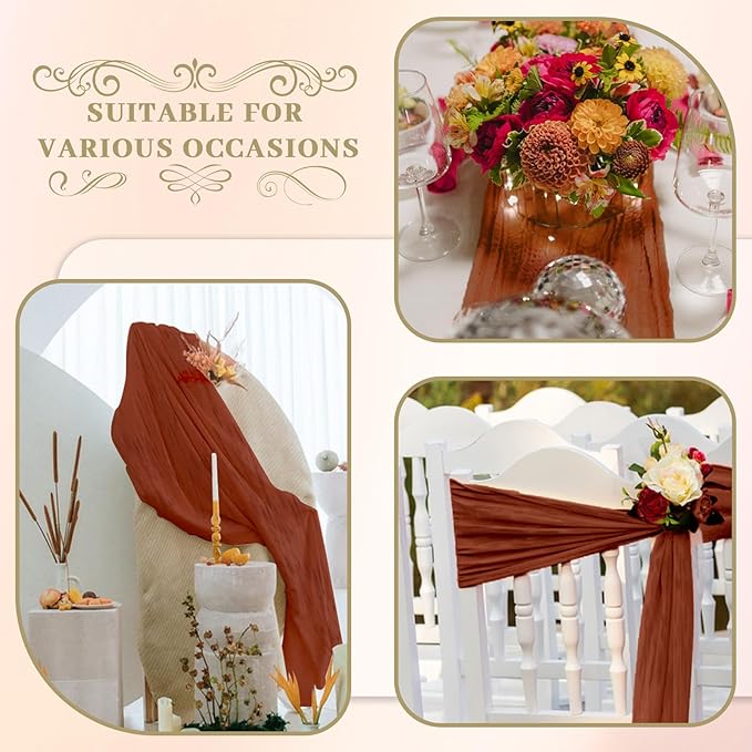 Le courant 12pcs 10Ft Cheesecloth Table Runner, Rustic Boho Gauze Cheese Cloth - Image 6